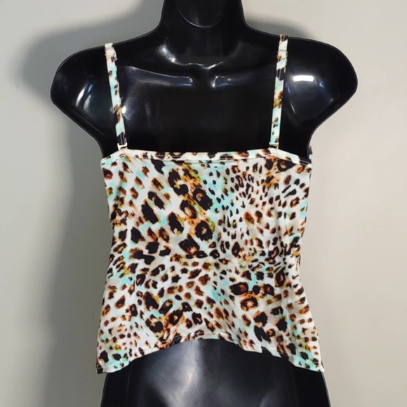 Victoria Secret Swim Push Up Tankini Top Agua Animal Print Tie Front 32 C - Picture 3 of 8